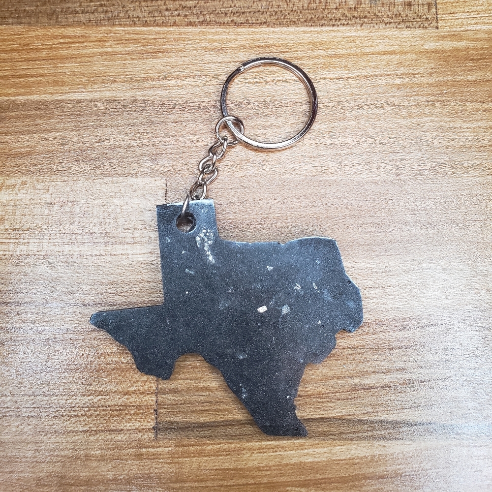 Black and silver Texas keychain